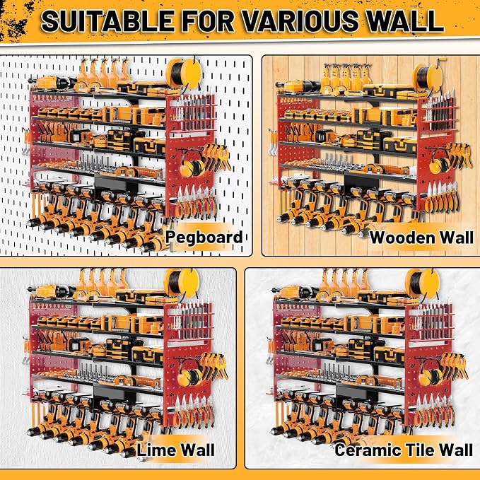 5 Layers Power Tool Organizer Wall Mount, Cordless Tool Storage Rack Holder - Image 6