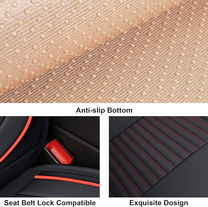 LINGVIDO Leather Car Seat Covers, Breathable and Waterproof Faux Leather - Image 5