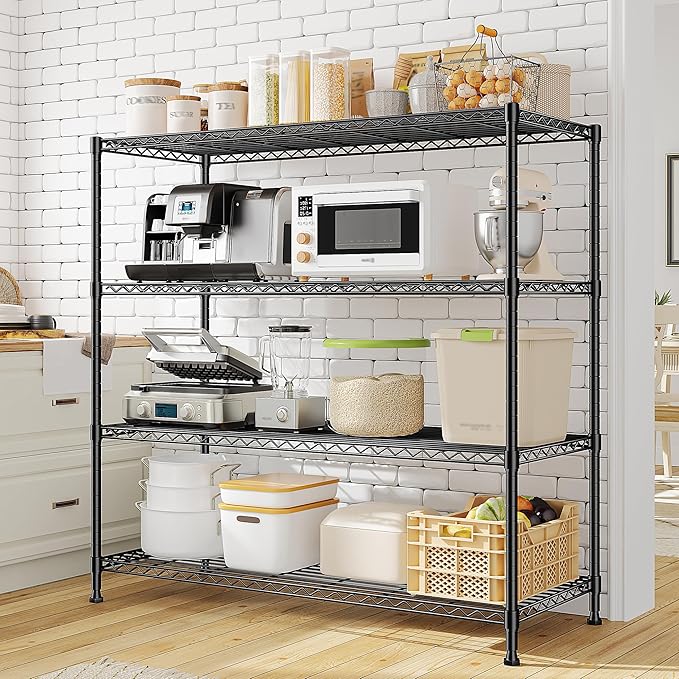 45 "W Metal Shelving Unit 4 Tier Storage Shelves Adjustable Wire Shelving Metal - Image 2