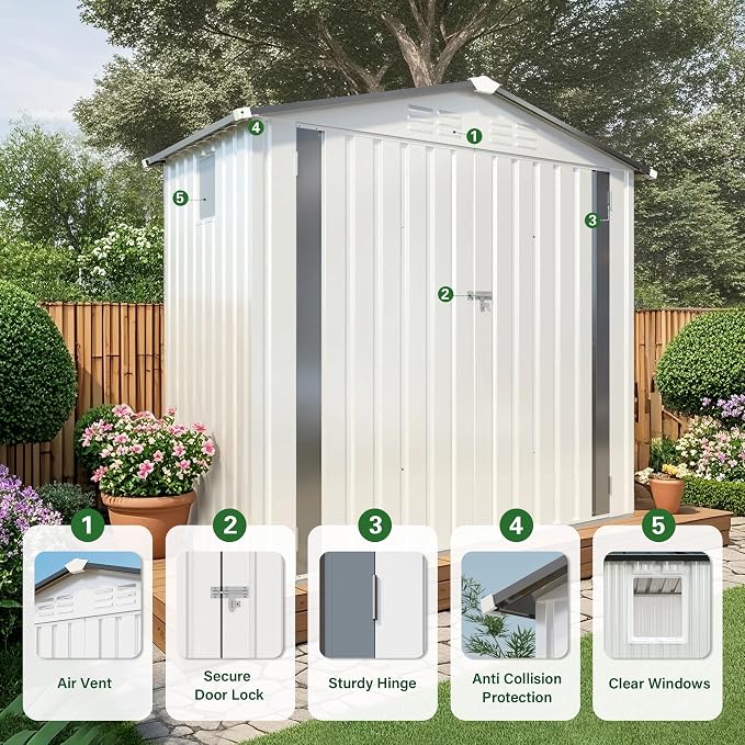 ARMSET 6x3.5 FT Metal Outdoor Storage Shed - Image 3