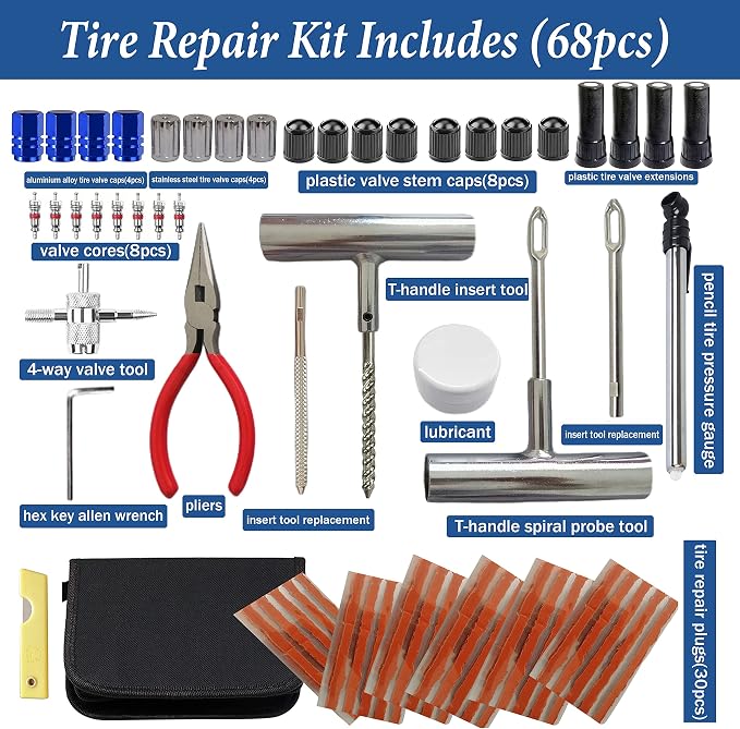 Tire Repair Kit, Universal Tire Repair Tools Flat Tire Puncture Repair - Image 2