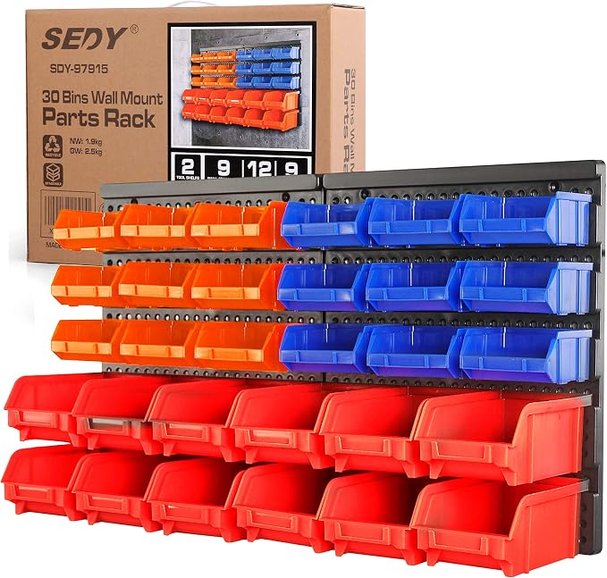 30-Bin Wall-Mounted Storage Rack System by SEDY