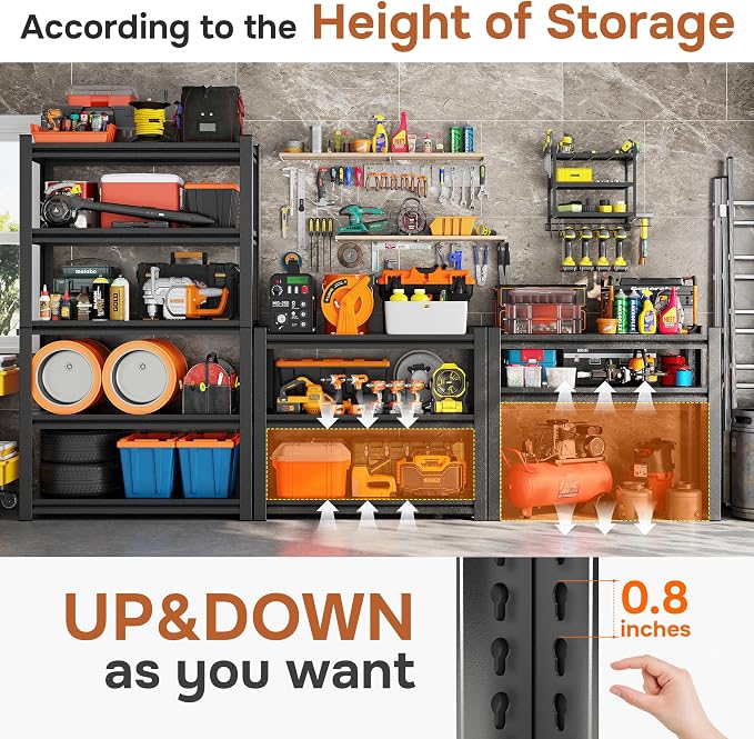 88" H Garage Shelving 5 Tier Storage Shelves Heavy Duty 3800LBS Adjustable - Image 4