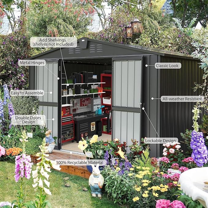 IKERY Galvanized Steel Storage Shed - Image 2