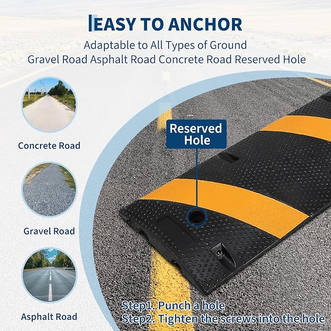 4 PCS 6FT Speed Bumps Wite End for Road, Heavy-Duty 25, 000 lbs Capacity - Image 4