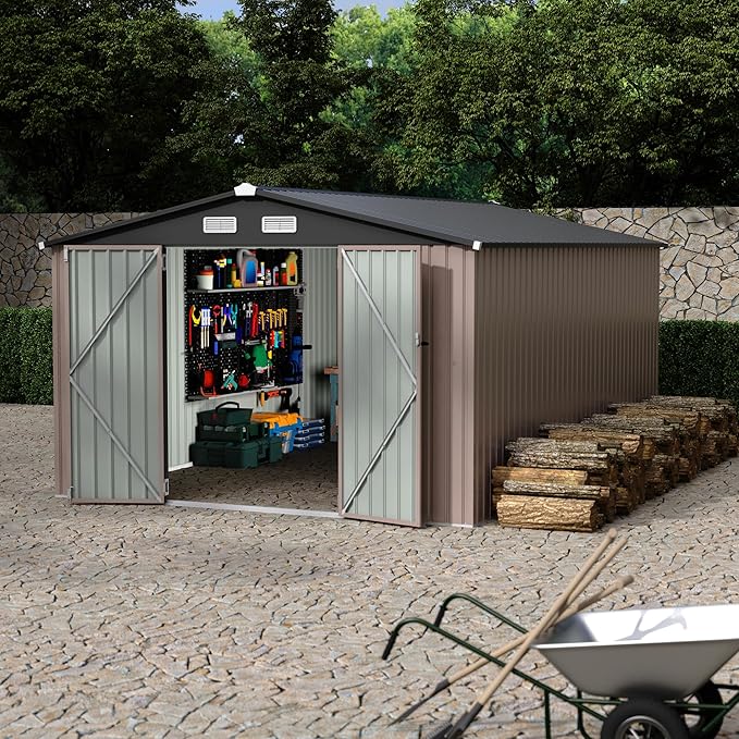 10x14 FT Metal Storage Sheds Outdoor, Metal Yard Sheds Garden Shed Kit - Image 8