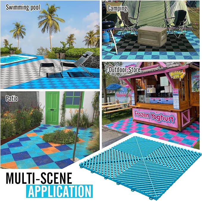 15.7"x15.7" Garage Flooring Tiles, Non-Slip Interlocking Plastic Garage Floor - Image 3