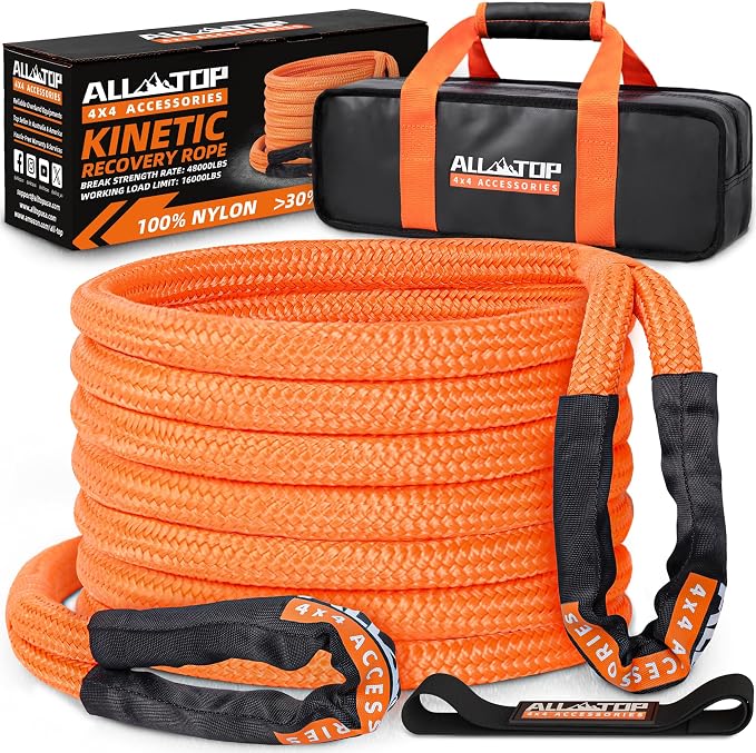 ALL-TOP Kinetic Recovery Rope, 1in x 30ft, Heavy Duty 30+% Elasticity, 16000Lbs by ALL-TOP4X4