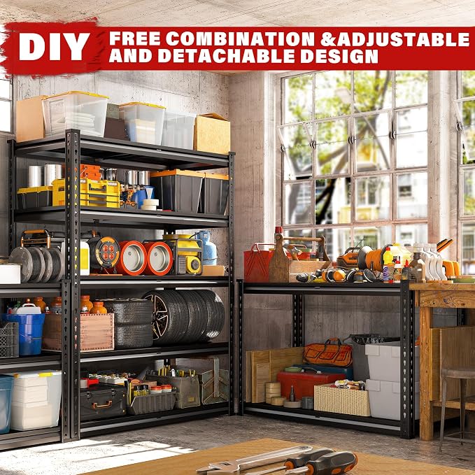 REIBII 3000LBS Garage Shelving 72" H Storage Shelves Heavy Duty Adjustable - Image 5