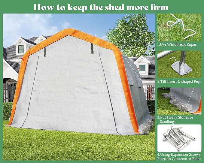 AMERLIFE 10.5x12x8 FT Heavy Duty Portable Shed Storage Shelter, Outdoor Storage - Image 7