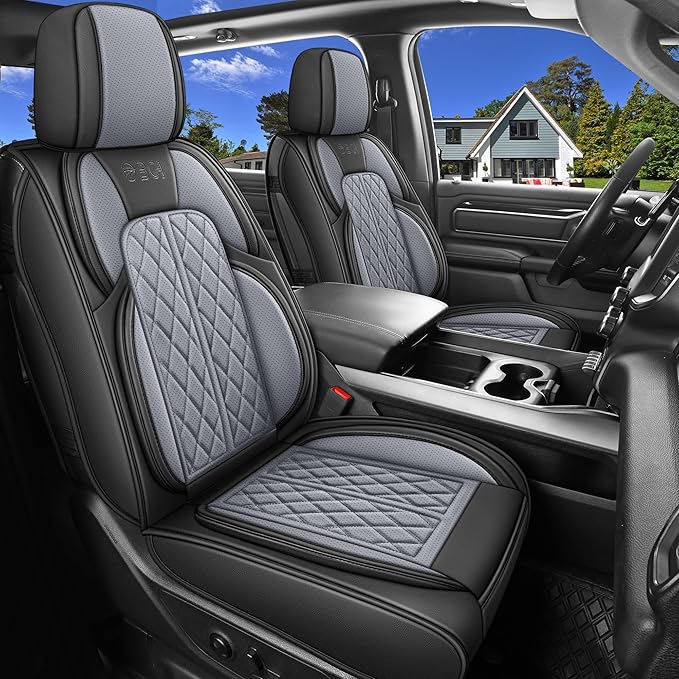 Car Seat Cover Custom Fit for Dodge Ram 1500 2500 3500 2002-2024 Faux Leather by DuDuWang