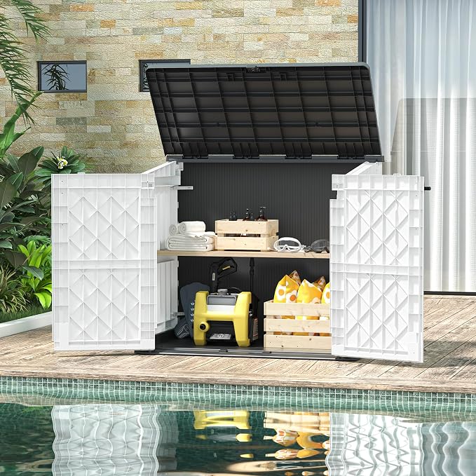 Outdoor Storage Shed 36 Cu. Ft. Resin Garden Horizontal Storage Large Capacity - Image 8