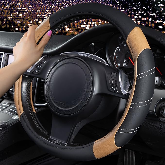 CAR PASS Line Rider Microfiber Leather Sporty 14.5-15 inch Steering Wheel Cover - Image 3