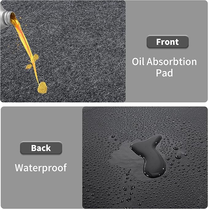 HOMBYS Garage Floor Mats for Under Car, Dark Grey Garage Flooring Rug, - Image 3