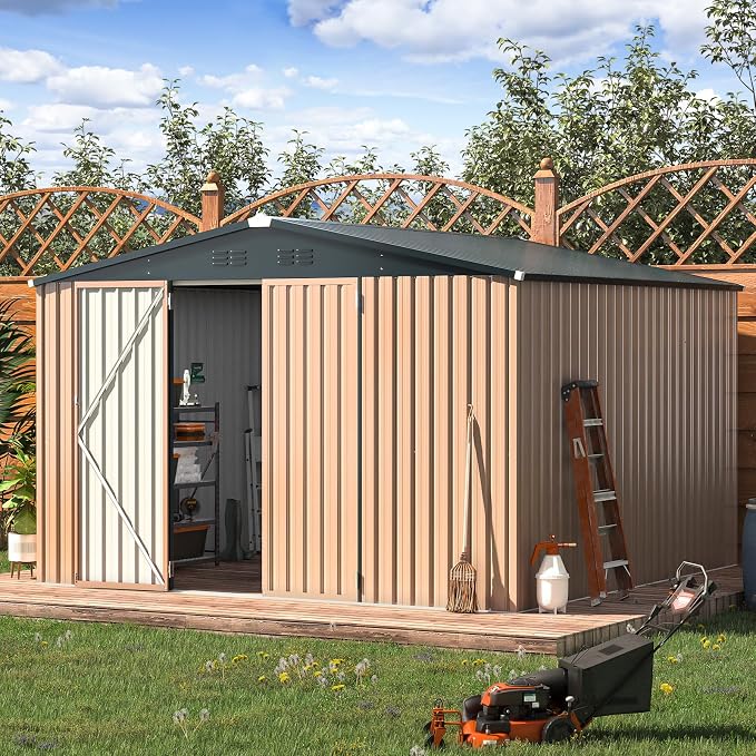 AECOJOY 10'x10' Outdoor Storage Shed, Large Metal Sheds & Outdoor Storage - Image 2
