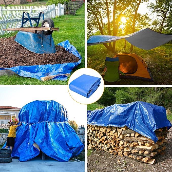 Tarp 8x10 Feet 14 Mil Heavy Duty Waterproof Tarp, Large Multipurpose Cover - Image 7