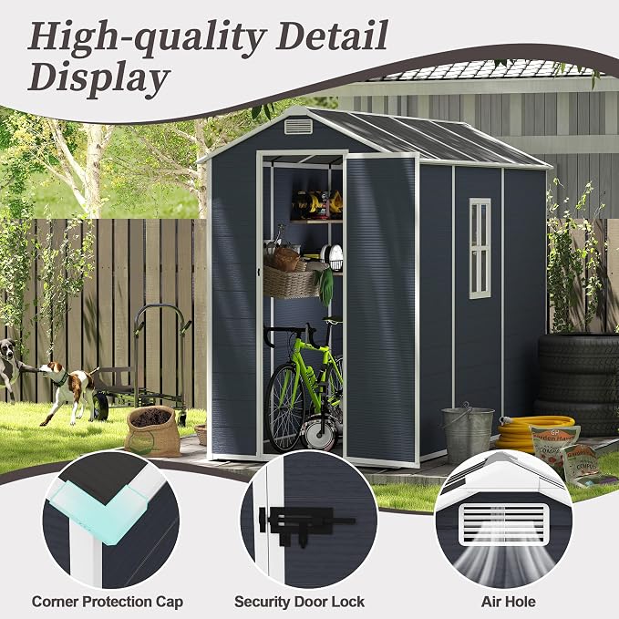 MyVoice 8x4 FT Outdoor Resin Storage Shed - Image 2