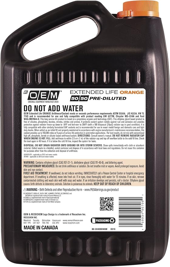 OEM Recochem American Vehicles Premium Antifreeze 50/50 Extended Life Coolant - Image 2