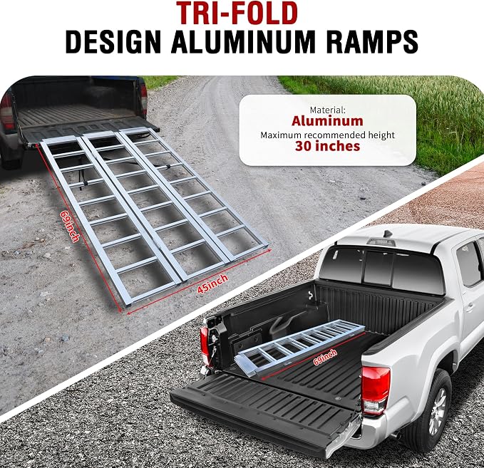 Rockland Tri-Fold Aluminum Loading Ramp, 1500 LBS Loading Capacity, Portable - Image 3