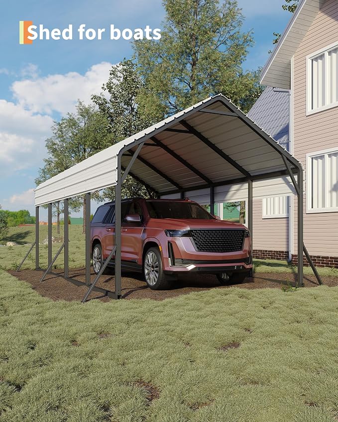 13'x21'x11' Oversized Metal Carport, Heavy Duty Metal Car Port - Image 8