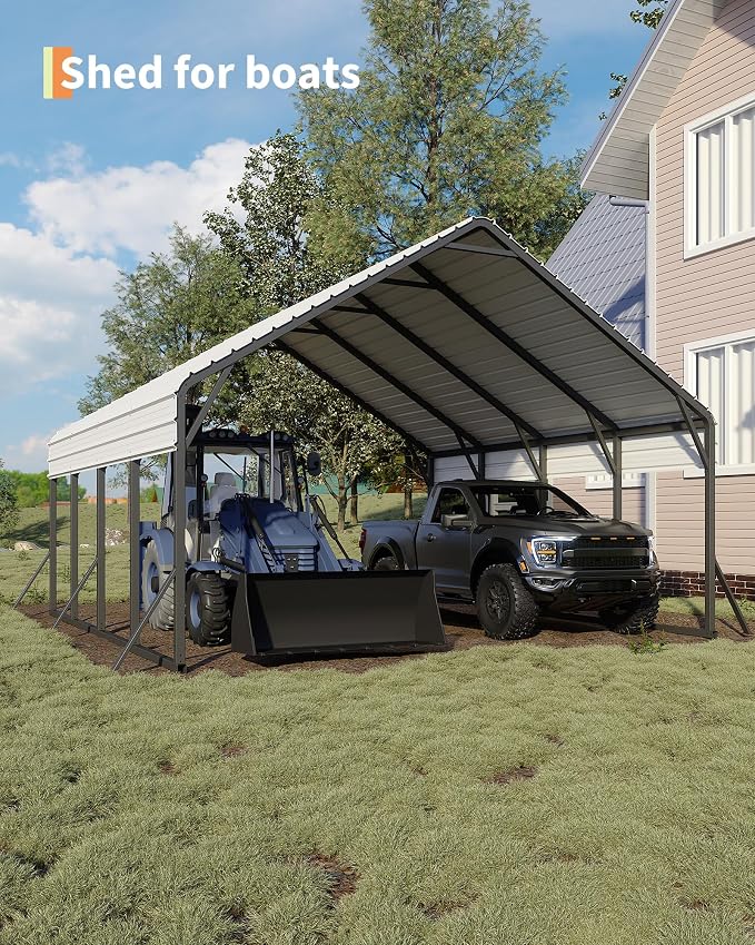 20'x20'x13' Metal Carport for 2 Cars, Heavy Duty Car Ports for Heavy Snow - Image 8