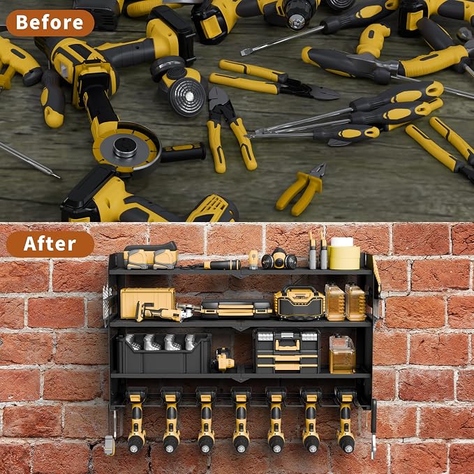NINAT Heavy Duty 4-Tier Wall Mount Tool Organizer Rack - Image 4