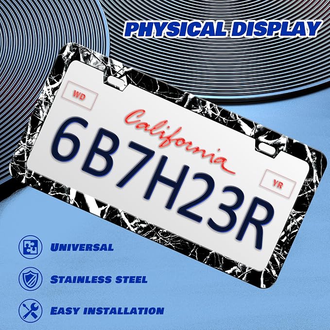 Black White Camouflage License Plate Frame Branches Trunks Camo License Plate - Image 3