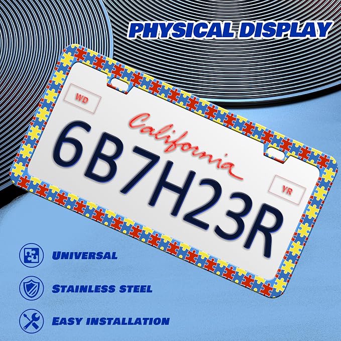 Autism Awareness License Plate Frame Puzzle License Plate Frames Personalise - Image 3