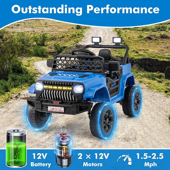 Costzon Kids Ride On Truck, 12V Battery Powered Electric Vehicles w/Remote - Image 6