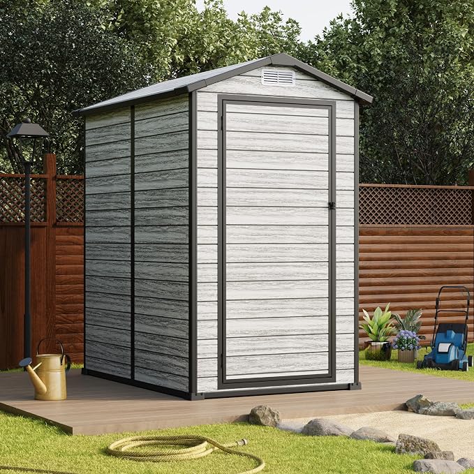 All-Weather Resin Shed with Window, Outdoor Plastic Garden Shed with Lockable - Image 9