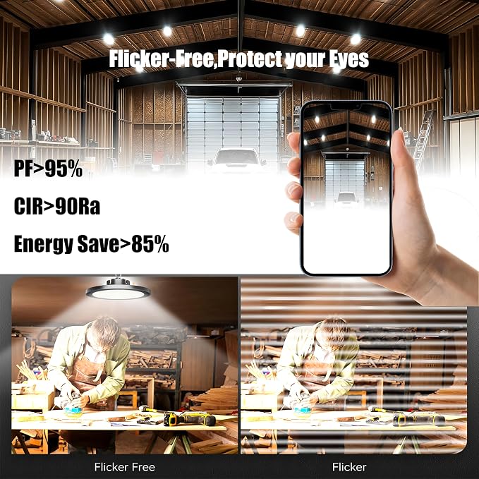 6Pack 250W UFO LED High Bay Light, 30000lm 6000K Daylight 2500W Equivalent - Image 6