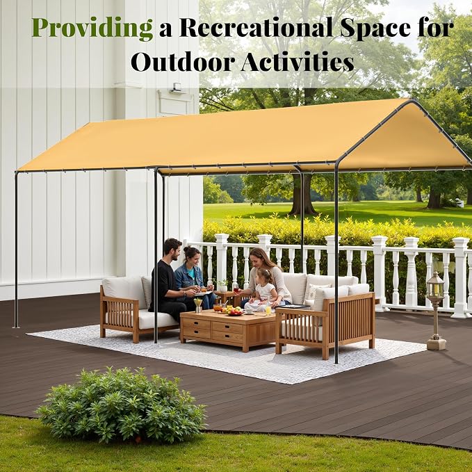 Carport, 10‘ x 20’ Heavy Duty Portable Garage All-Season Car Canopy w/Removable - Image 4