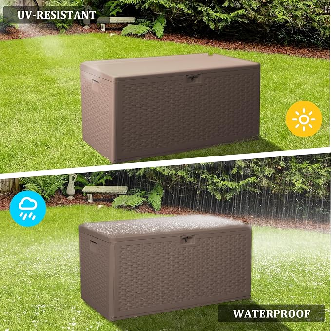 73 Gallon Pro Waterproof Outdoor Storage Pro Resin Deck Box Bin - Image 7