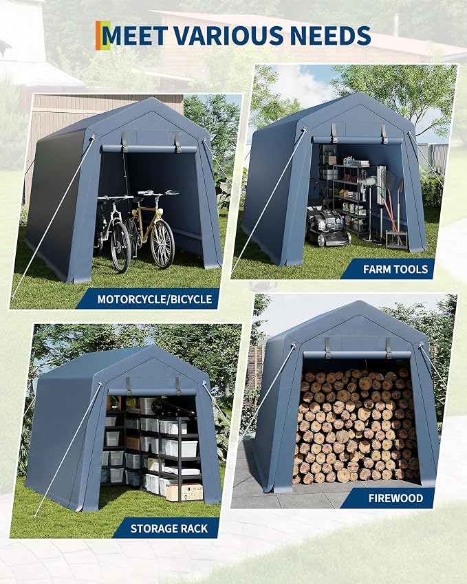 10x10FT Outdoor Storage Shed, Portable Carport - Image 3