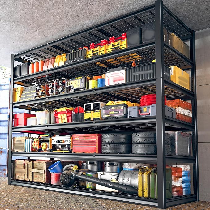 REIBII 60" W Garage Shelving, 2900LBS Storage Shelves, 6 Tier Heavy Duty by REIBII