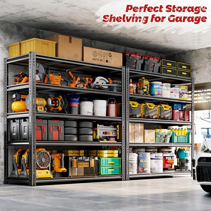 48"W Garage Shelving, 2650LBS Storage Shelves heavy duty, 5 Tier Metal Shelving - Image 4