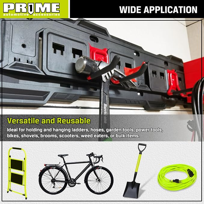 PR1ME 11 pcs Garage Storage Wall Mount Organizer Kit, Garage Storage Wall Rails - Image 7