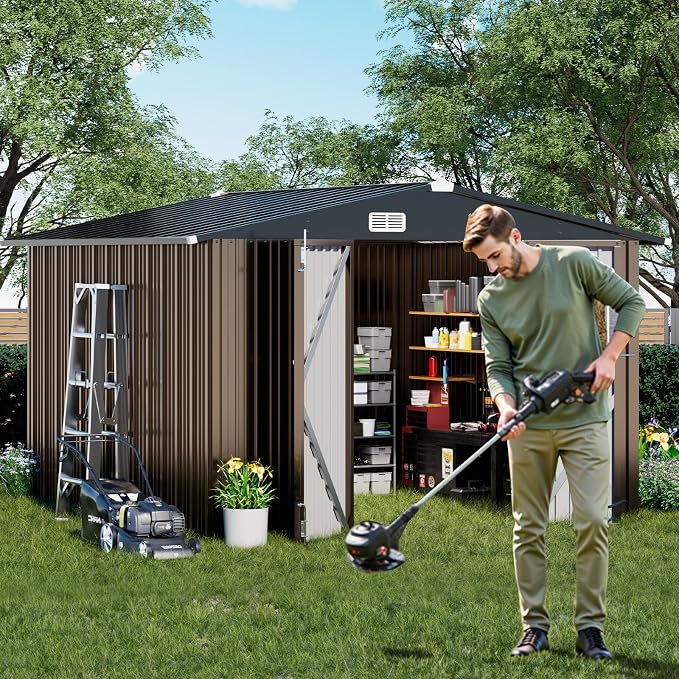 COMHOMA Shed Outdoor Storage Shed Metal, Lockable Doors Tool Sheds - Image 6