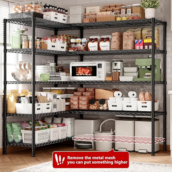 REIBII 70"W Storage Shelves Load 1600LBS, Metal Shelving 5-tier Wire Shelving - Image 5