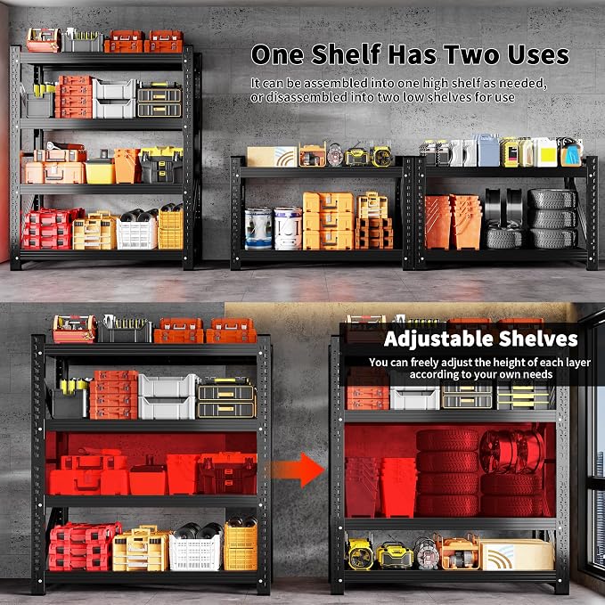4000LBS Garage Shelving 48" W Garage Shelving Heavy Duty 4-Tier Metal Storage - Image 5