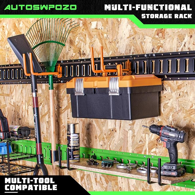 8-Pack Heavy Duty E-Track Shovel/Tool Hanger, Warehouse - Image 4