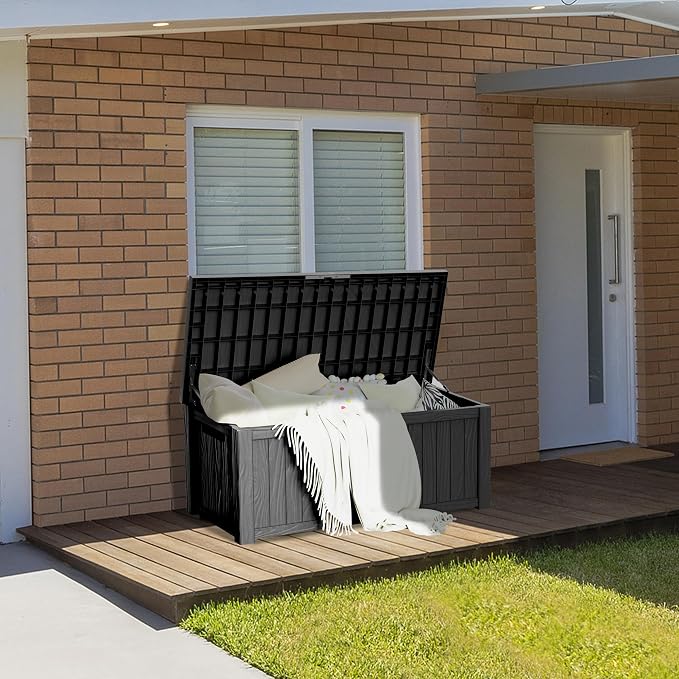 150 Gallon Lockable Resin Deck Box, Waterproof & UV-Resistant Outdoor Storage - Image 4