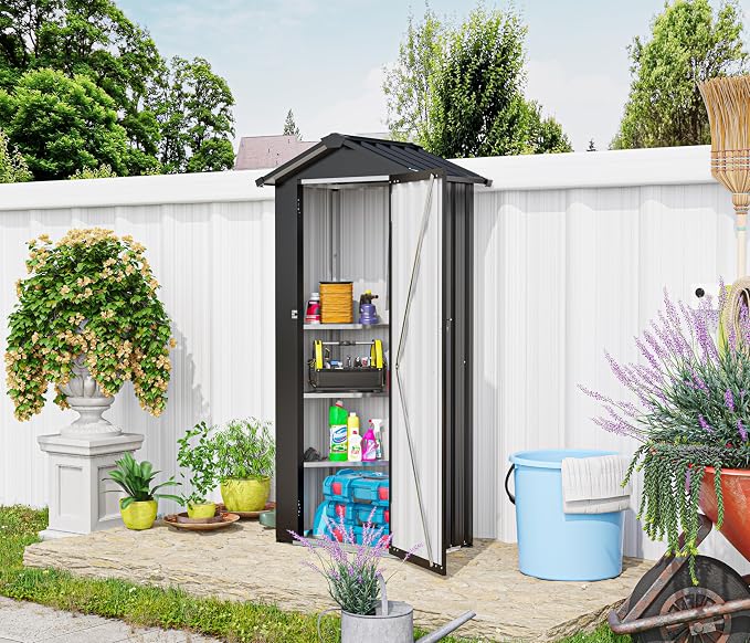 2.5x1.4 FT Outdoor Storage Shed, Small Metal Garden Shed - Image 8