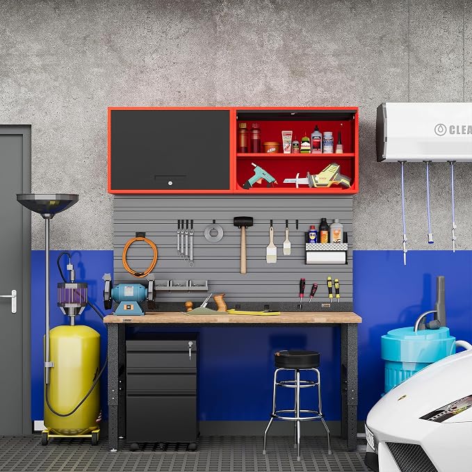 Metal Storage Cabinet Black Red Wall Cabinets - Image 2