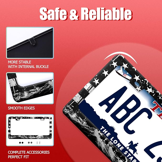 American Flag Eagle Mountains License Plate Frame Funny License Plate Holder - Image 2