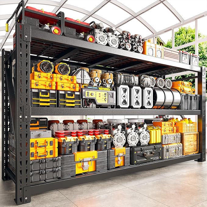 Bepatio 77" W Garage Shelving Storage Shelves, 3 Tier Metal Shelving Unit Heavy by Bepatio