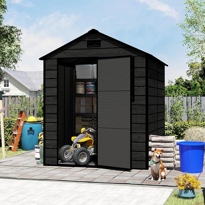 6x6 ft Outdoor Storage Shed, Garden Shed W/Window, Resin Storage Shed W/Air - Image 4