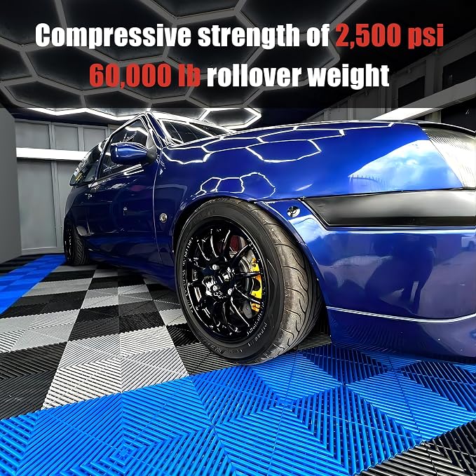 15.7"x15.7" Garage Flooring Tiles, Non-Slip Interlocking Plastic Garage Floor - Image 5