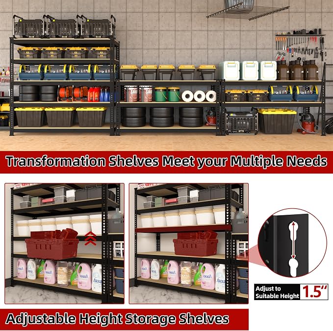 48" W x 24" D x 72" H Adjustable Garage Storage Shelves - Image 5