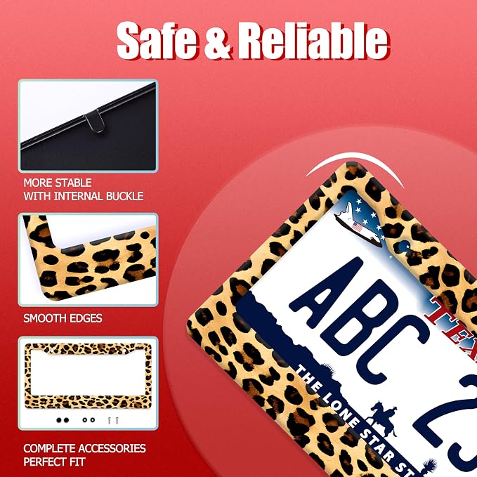 Cheetah Brown Leopard License Plate Frame Animals Print License Plate Frames - Image 2